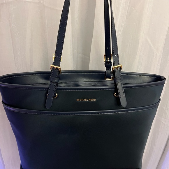 michael-kors-bags-michael-kors-dark-blue-tote-with-gold-accents